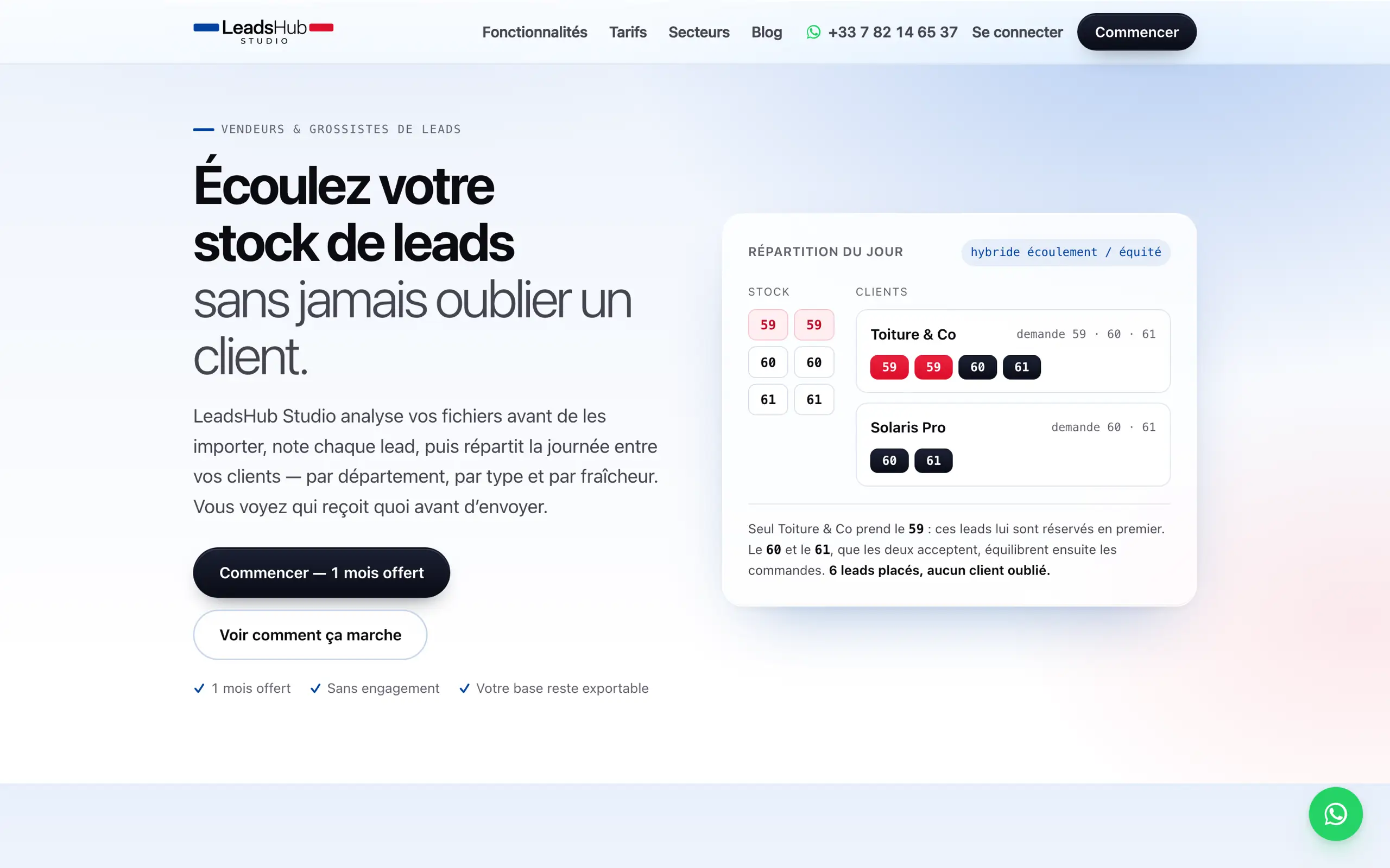 Le site LeadsHub Studio